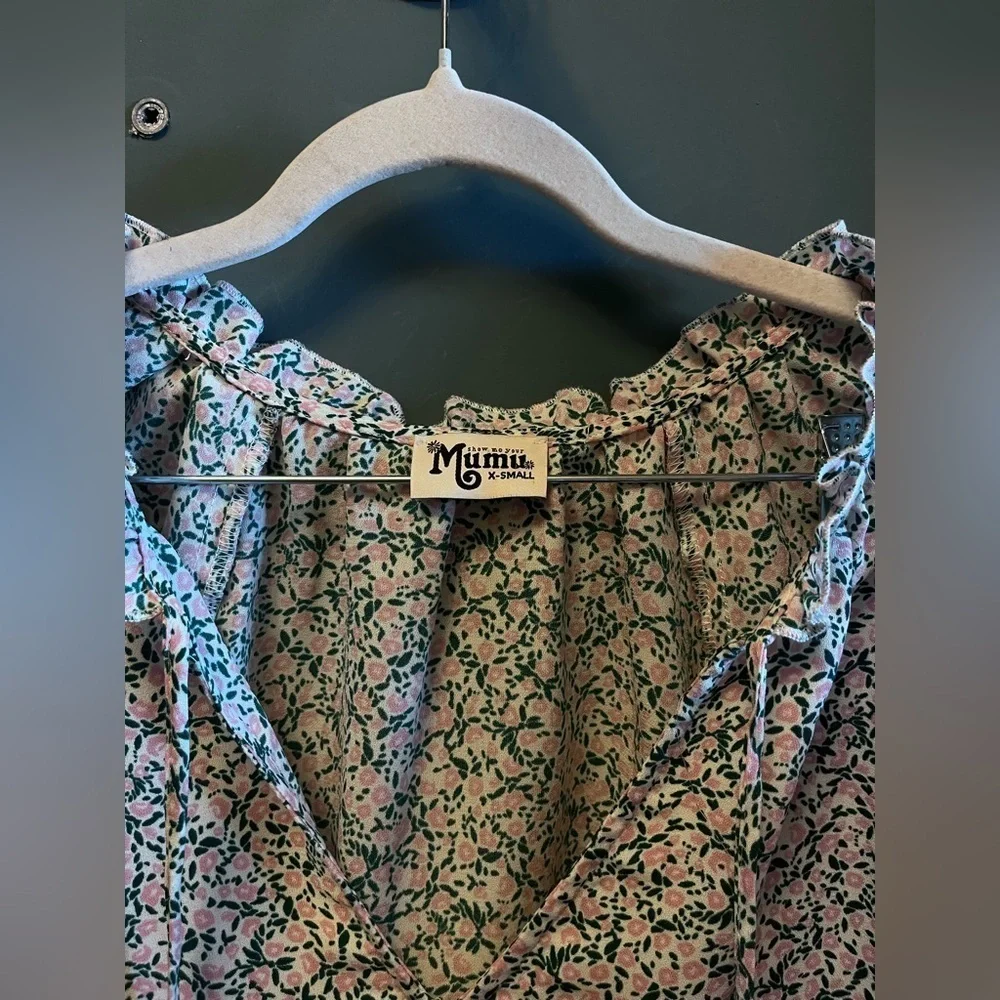Show me your Mumu Charlene peony please tunic top pink green floral xsmall